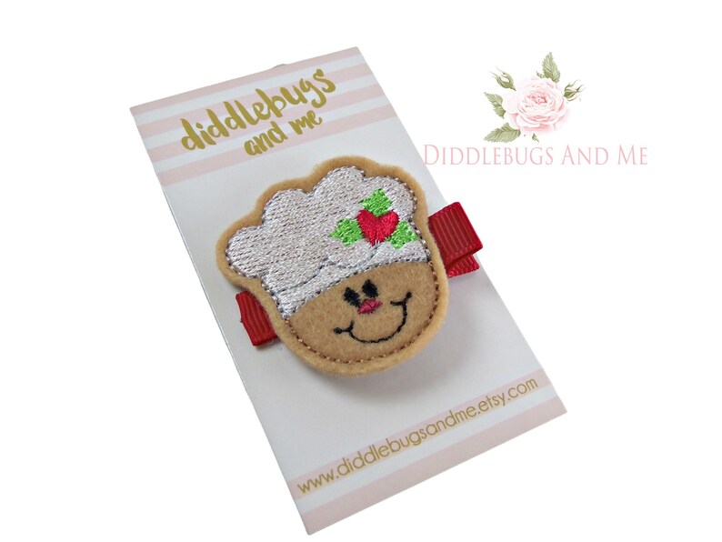 Christmas Barrette Toddler Hair Clip Gingerbread Man Hair Clip Gift For Girls Hair Accessories, Gift For Stocking Holiday Felt Bow