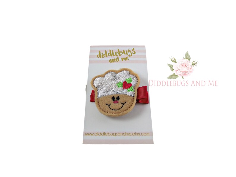 Christmas Barrette Toddler Hair Clip Gingerbread Man Hair Clip Gift For Girls Hair Accessories, Gift For Stocking Holiday Felt Bow