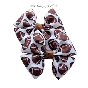 Football Pigtail Bows: Sports Hair Bow Set of 2