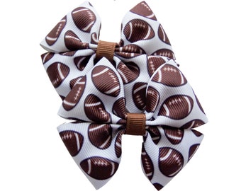 Football Pigtail Bows: Sports Hair Bow Set of 2