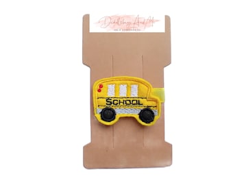 School Bus Hair Clip: Yellow Wool Felt Pigtail Clip