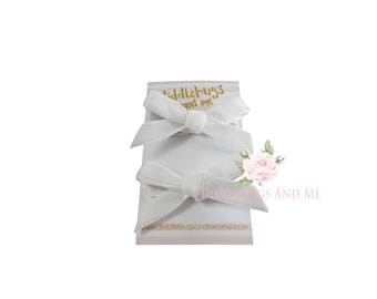 White Velvet Bow Hair Clips: Set of 2 Holiday Barrettes