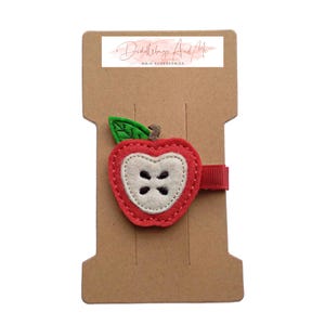 Felt Apple Hair Clip: Back to School Pigtail Bow