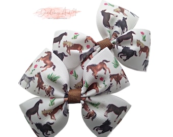 Horse Hair Bows Set: Western Pigtail Barrettes for Toddlers