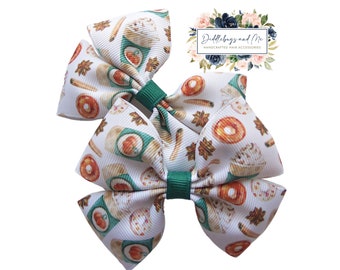 Pumpkin Latte Pigtail Bows: Fall Hair Barrette Set