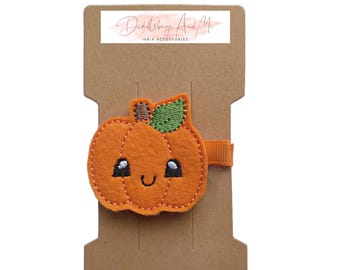 Pumpkin Hair Clip, Fall Barrette, Toddler Bow