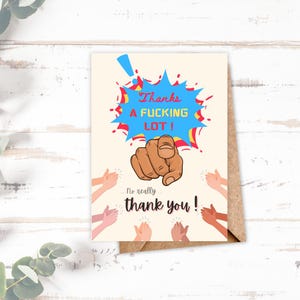 Afdrukbare wenskaart voor bedankjes, valentijnskaarten, jubileum, enz. - 'Heel erg bedankt'. Direct downloaden! Met GRATIS bedrukbare envelop.