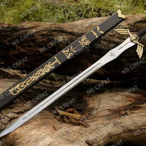 Custom handmade legend of zelda sword, legend of zelda sword with scabbard , zelda sword black and gold