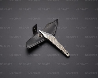 Cuchillo Kiridashi de acero D2 hecho a mano a medida, con funda de cuero.