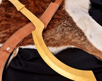 Espada Khopesh de bronce hecha a mano con vaina de cuero, réplica del antiguo Egipto