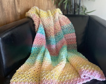 Beautiful colorful hand crochet baby blanket