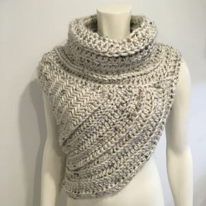 Archer shrug one shoulder cowl huntress clothing vest for winter sweater shrug chunky yarn crochet knit