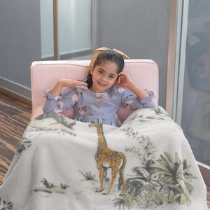 Personalized Safari Baby Blanket Custom Name Baby Blanket Safari Nursery Newborn Blanket Safari Animals Baby Name Blanket Baby Shower Gift