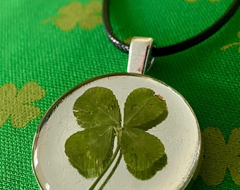 Collar de trébol de cuatro hojas auténtico, amuleto de la suerte, regalo de joyería de buena suerte para ella, regalo del Día de San Patricio