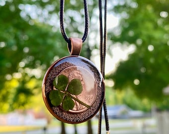 Clover Keychain, Clover Necklace, Repurposed Copper Coin Keychain, Thoughtful Gift, Chris Stapleton, His and Hers Keychain, Wedding Gift