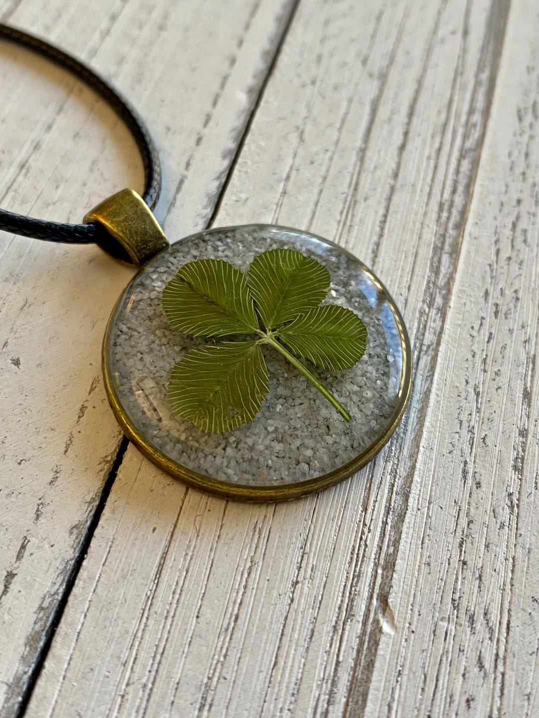 Dainty Four Leaf Clover Necklace, Real Pressed Clover in Resin ...