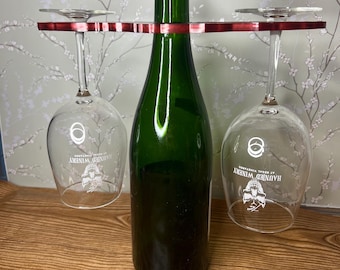 Wine Bottle Glass Holder | Tabletop Wine Accessory, Balances Two Glasses