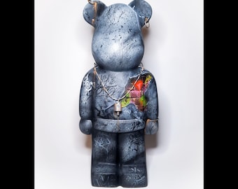 Aangepaste BEARBRICK 400-replica: handgeschilderd graffiti-straatkunststandbeeld