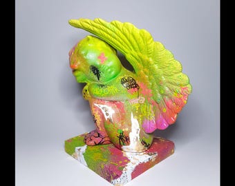 Graffiti Angel Statue – Custom Spray Paint, Pop Art Sculpture