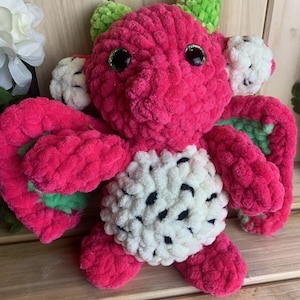 Drachenfrucht-Drache Plüsch - Rosa Chenille-Plüschtier, handgemachtes Fruchtdrachen-Plüschtier, Kawaii-Stofftier, 9-Zoll-Fantasy-Plüschgeschenk