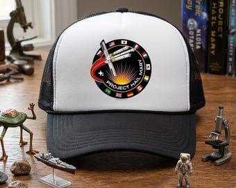 プロジェクト・ヘイルメアリー パッチ付きトラッカーハット、SFファンタジー風ブックハット、本好きへのギフト、aZ26LcQc