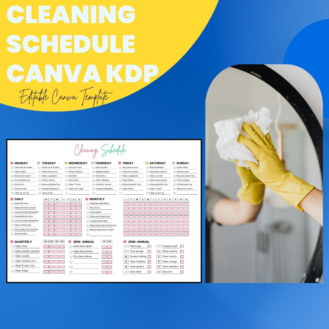 Printable Cleaning Schedule - Canva KDP Organizer, Home and Office ...