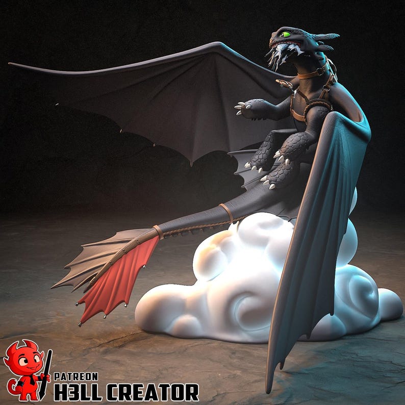 Realistic Toothless Hand Toothless Model HTTYD Figurine Hand Painted FDM 3D Printed 19 Pieces ...