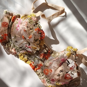 Handmade Floral Embroidered Lingerie Set – Sheer & Elegant