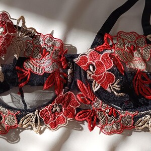 Red & Black Sheer Lace Lingerie – Romantic - Sexy