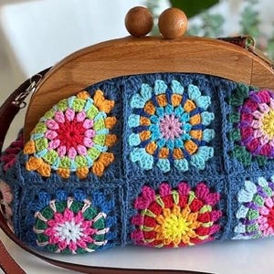 Gehäkelte Tagestasche, gehäkelte Einkaufstasche mit buntem Stitch Design Bunt Vintage, große gehäkelte Sporttasche, Netz-Einkaufstasche