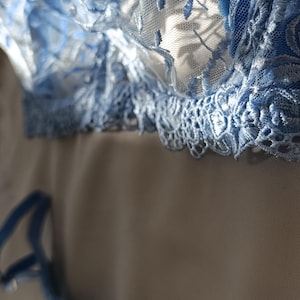 Romantic Floral Lace Lingerie – Light Blue Bralette & Panty