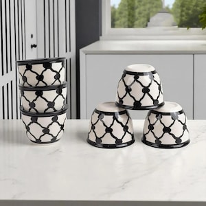 Juego de 6 tazas de café kufiya Sada de cerámica palestina hechas a mano, arte árabe tradicional de Hebrón, regalo cultural.