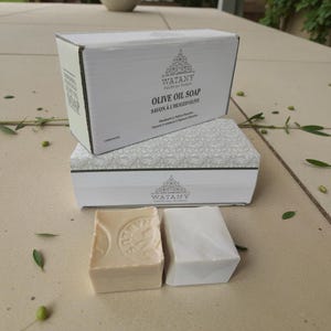 Jabón de aceite de oliva Nabulsi (paquete de 6) / Cuidado de la piel orgánico palestino artesanal / Regalo hidratante y natural para el cuerpo