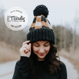KNIT PATTERN | Knit Hat | Winter Hat | The Waterbury Plaid Hat | Instant Download