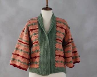 Love and Knit Cardigan - Handmade Cardigan - One of a Kind - Unique - Crochet Cardigan - Knitted Cardigan - Colorful Knit - Gift for Her