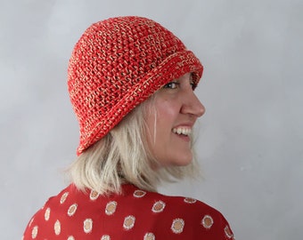 Chapeaux d’été - chapeau d’été - chapeau au Crochet - Crochet-chapeau de soleil - Cloche chapeau - chapeau de plage - chapeau de paille - Chapeau de soleil - coton chapeau - chapeau - rouge