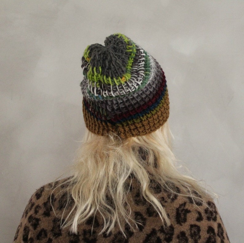 Sale Skull Cap Beanie / Brown Gray Hat / Slouchy Knit Beanie / Etsy