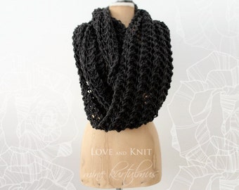 Carbón de leña gruesa bufanda Infinity, para mujer, regalo para ella, regalo mujer, regalo de Navidad, para ella, para mujer, bufanda de las mujeres