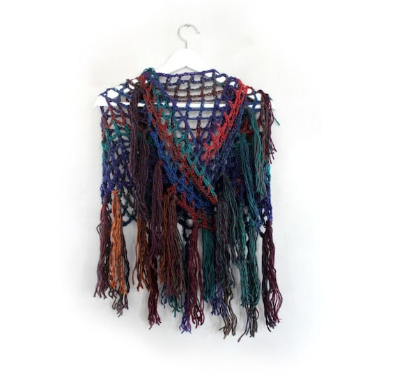 Crochet Shawl Triangle Wrap Shawl Knit Shawl Crocheted Shawls Triangle  Scarves Fishnet Shawl Womens Winter Shawls Winter Accessories gift