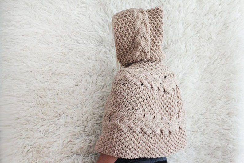 KNIT HOODED PONCHO/VEST