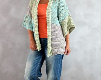 Cotton Cardigan Organic Cardigan Womens Coton Cardigan Pastel Knitted Cardigan Crochet Cover Up Gift for Her Gift for Wife Organic Cotton