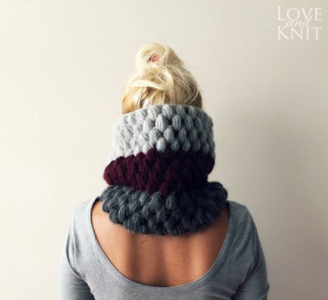 Chunky Knit Cowl Womens Cowl Scarf Mens Cowl Crochet Tube Etsy