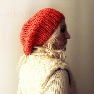 Clementine Slouchy Hat Womens Slouchy Beanie Hand Knitted Beanie Orange Beanie Grunge Hat Wool Winter Beanie Slouchy Knit Hat Oversized Hat
