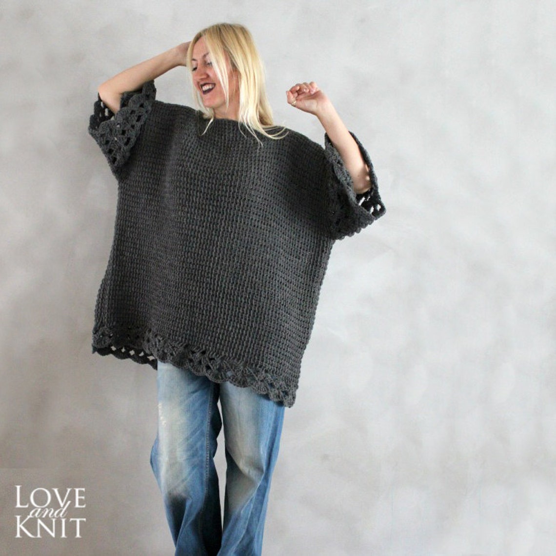 Plus Size Tunic Dress Oversized Sweater Grey Plus Size Sweater Etsy