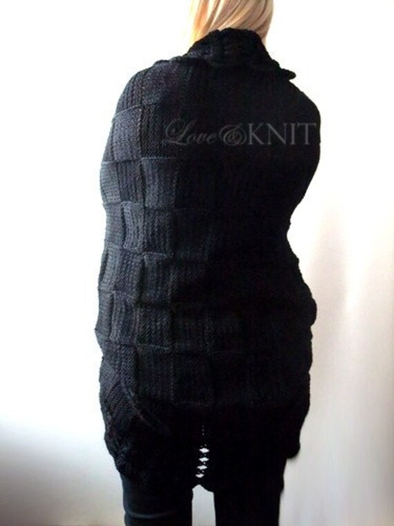 Big Black Cardigan Hand Knit Cardigan Loose Cardigan Slouchy Cardigan Knitted Cardigan Woman. Plus Size Cardigan. Plus Size Clothing Etsy Canada