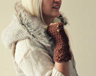 knit gloves . brown fingerless gloves . knit winter gloves . crochet fingerless gloves . womens knit gloves . gloves with buttons
