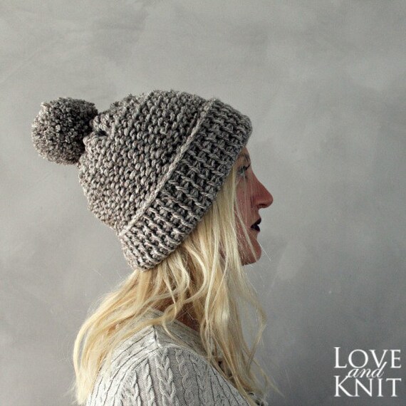 Unisex Oatmeal Pom Pom Hat Chunky Pompom Beanie Slouchy Pom Pom