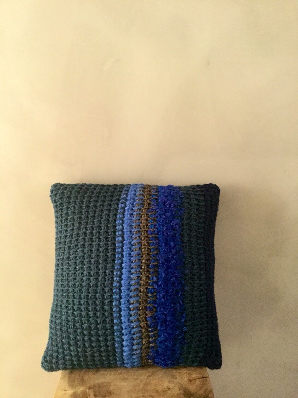 Hand Knit Throw Pillow Cover Striped Pillow Case Stripe Throw Etsy