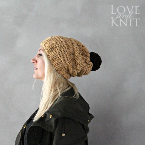 Slouchy Beanie With Pompom- Slouchy Pom Pom Hat Pom Pom Beanie