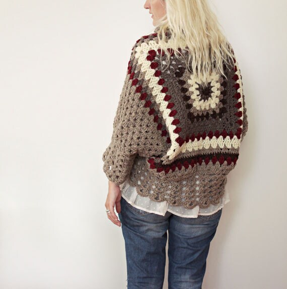 Womens Fashion, Womens Crochet Cardigan, Boho Cardigan, Gift for her, For Wife, Hand Knit Cardigan, Winter Fashion, Oversized Shrug